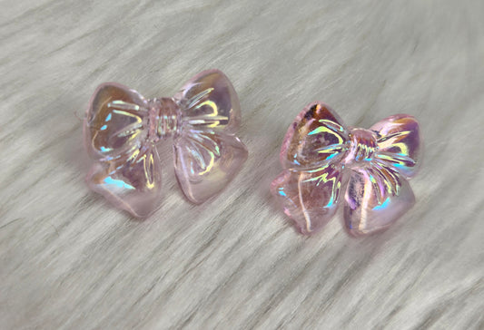 Pink ab bow earrings