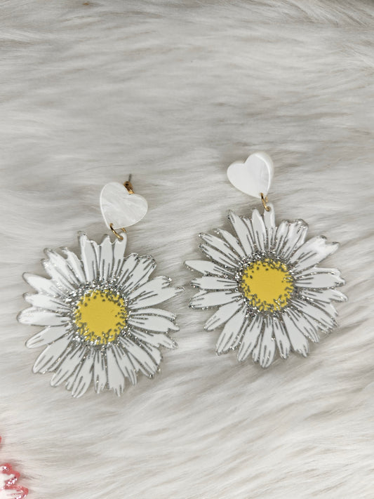 Silver daisy earrings