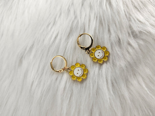 Yellow smileys earrings