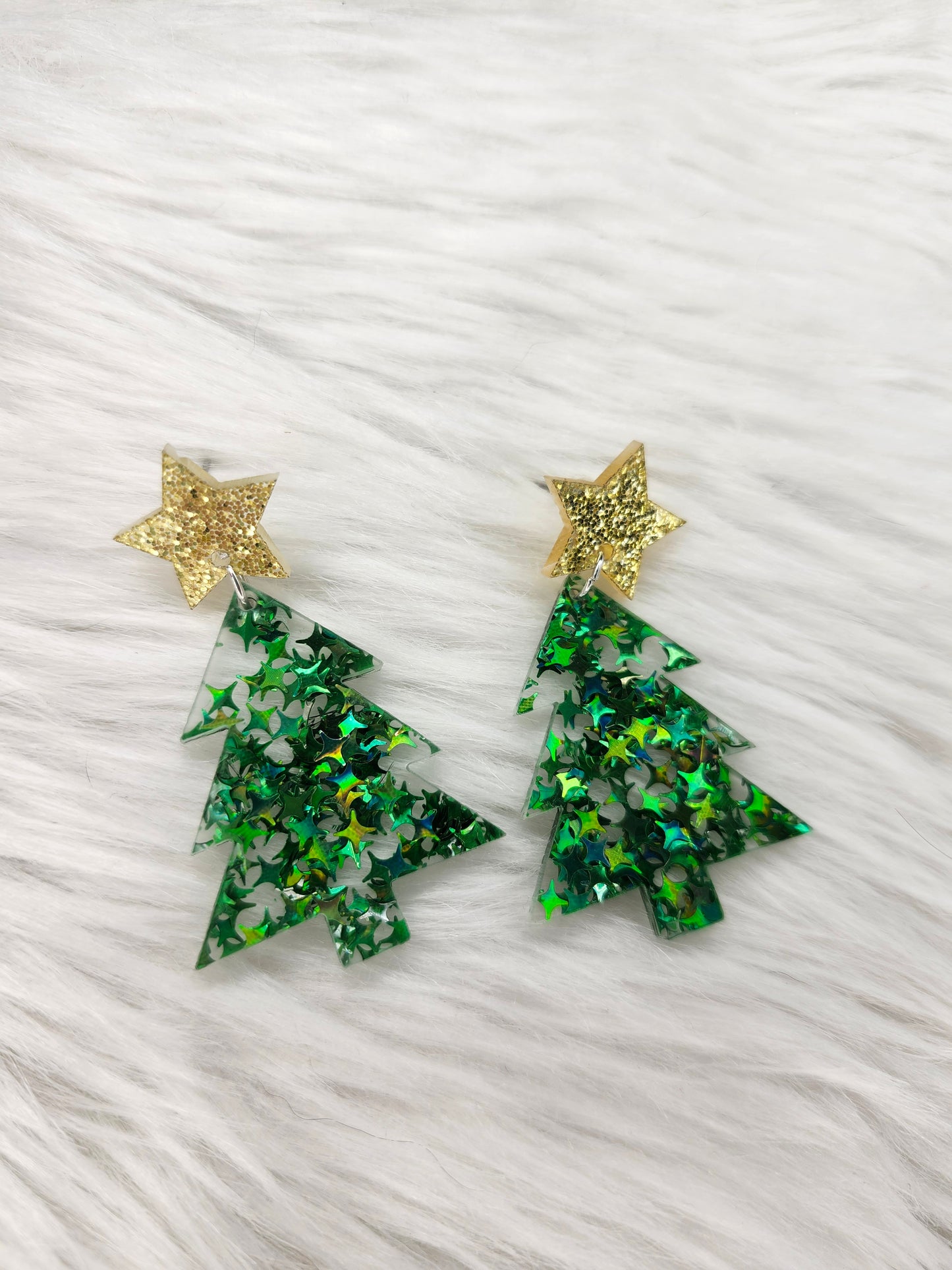 Green christmas trees earrings