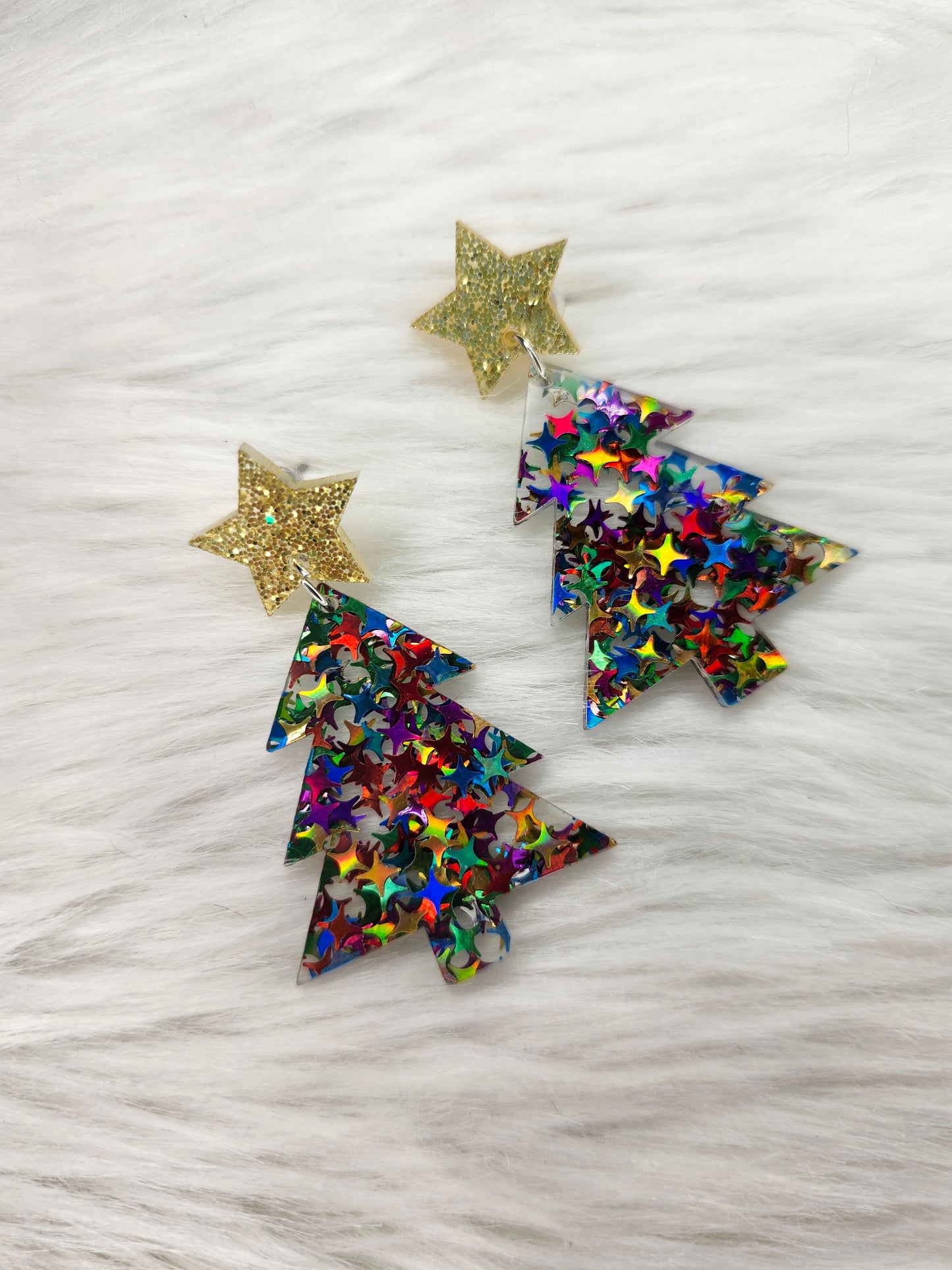 Multi color christmas trees earrings