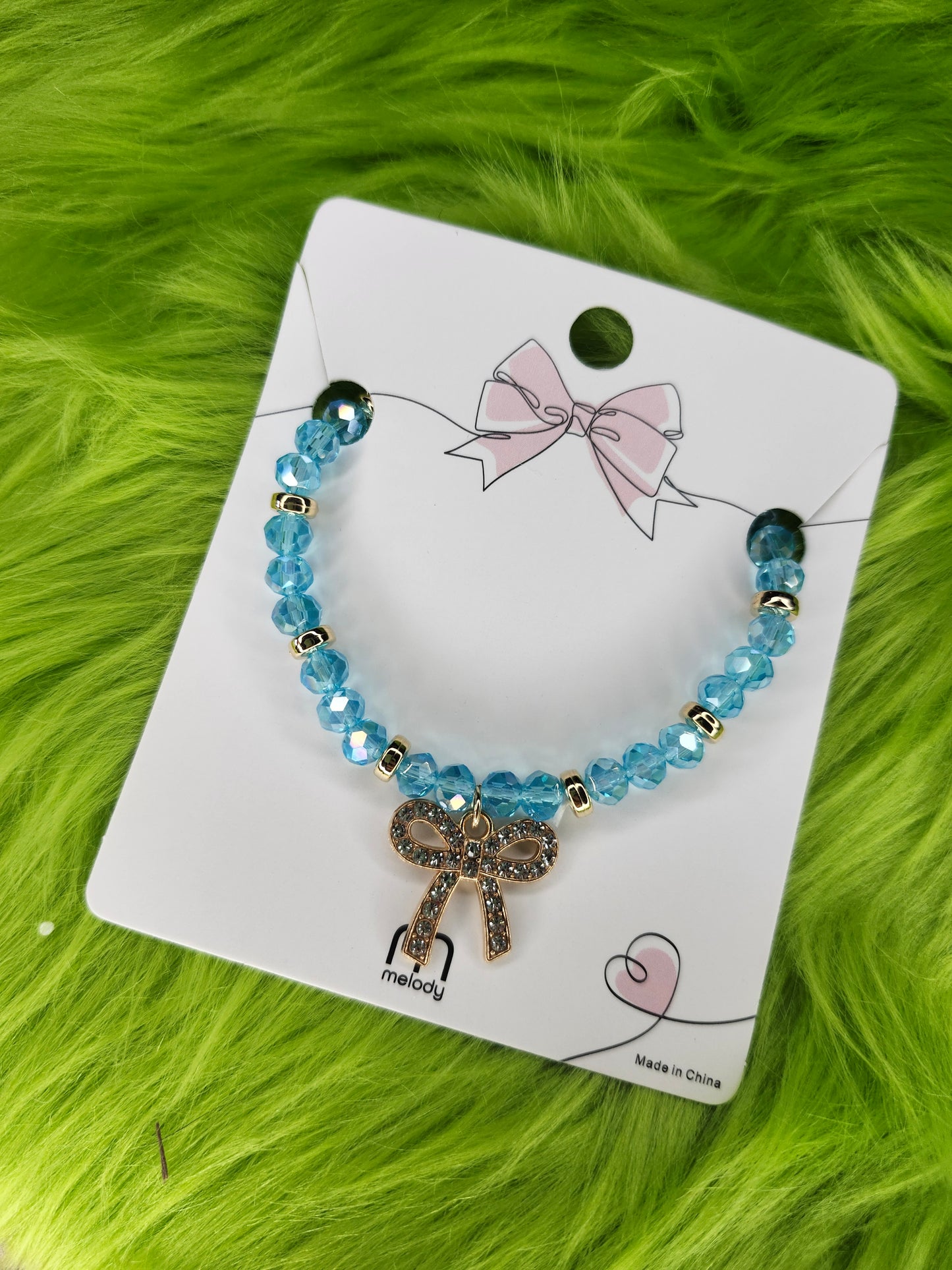 Sky blue bow bracelet