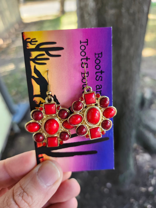 Red stone earrings