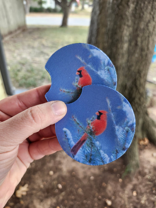 Red cardinal car coaster