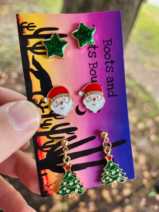 Christmas earrings 3 per card