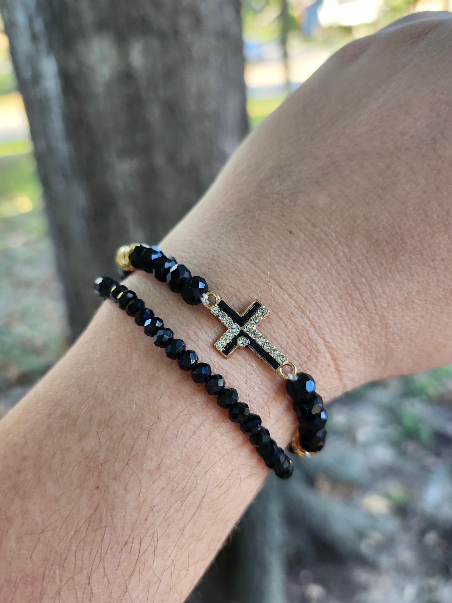 Black cross bracelet