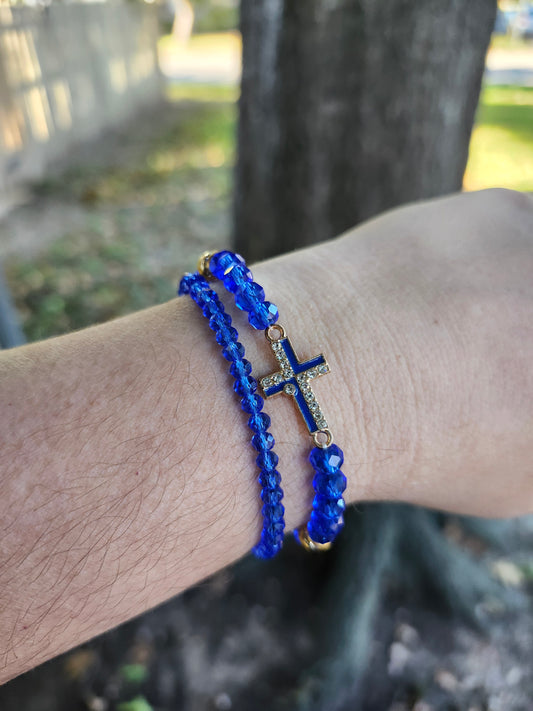 Blue cross bracelet