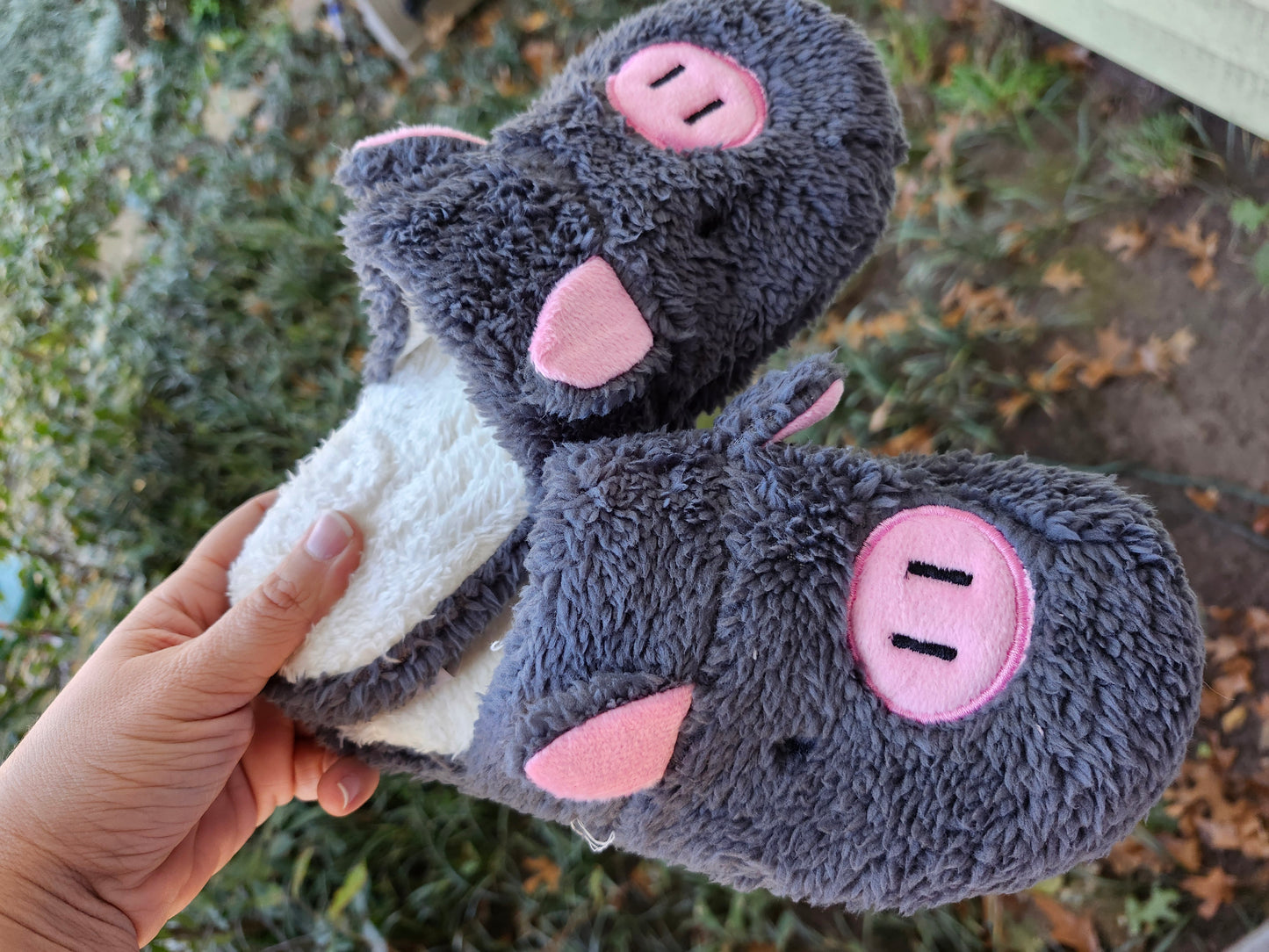 Gray piggy slippers