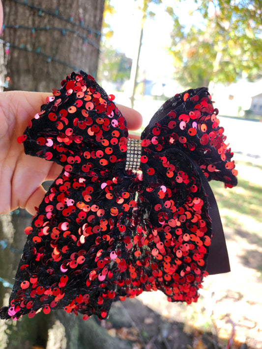 Red black cheer bow