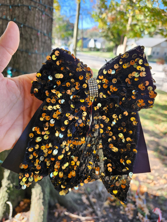 Gold black cheer bow