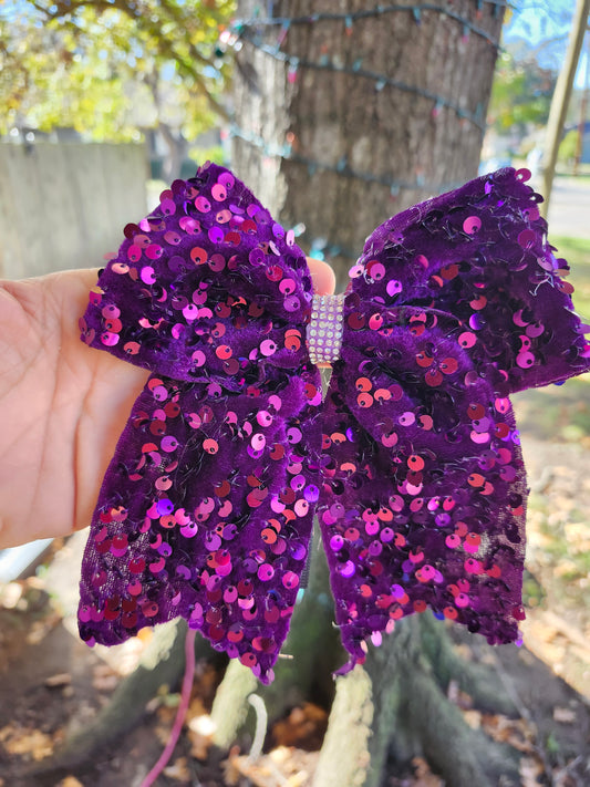 Purple black cheer bow