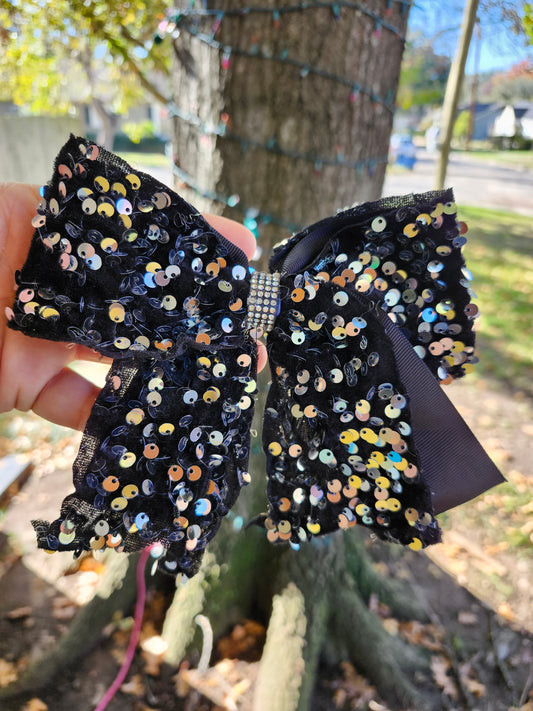 Sliver black cheer bow