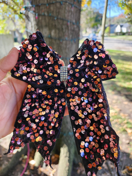 Pink black cheer bow