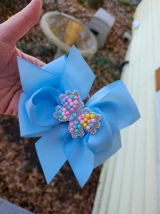 Blue butterfly bow