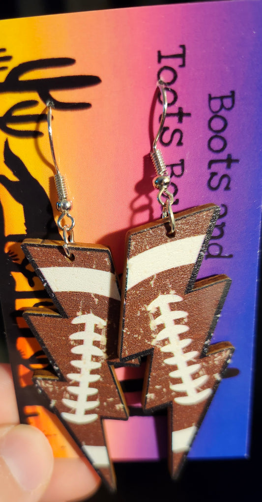 Football lighting bolt earrings
