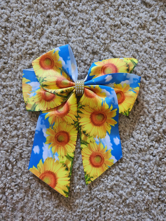 Blue sunflower bow
