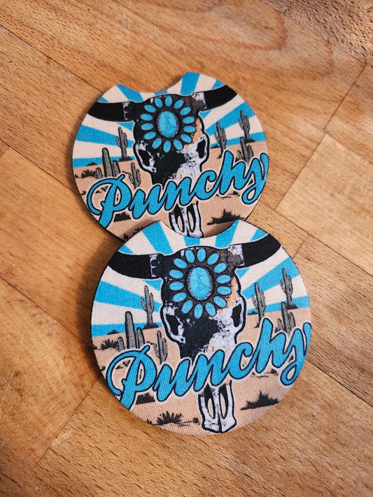 Punchy car coaster