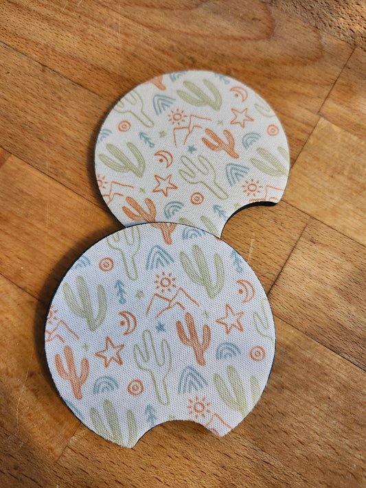 Colorful cactus car coaster