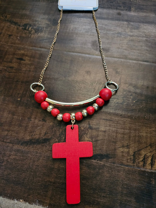 Red cross necklace