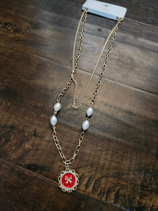 Red bow necklace