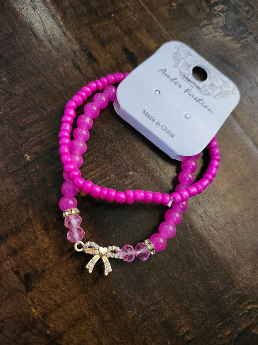 Dark pink bow bracelet