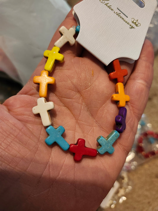 Muilt color cross bracelet