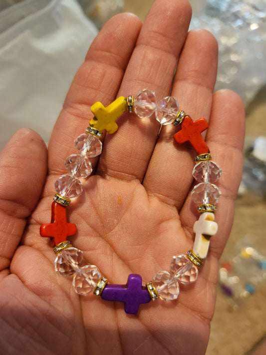 Multi bead cross bracelet