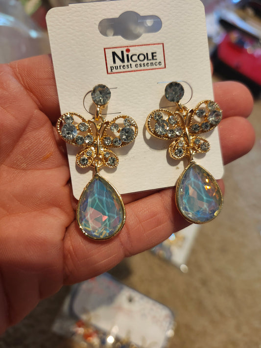 Light blue butterfly earrings