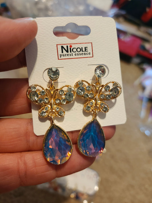 Dark blue butterfly earrings