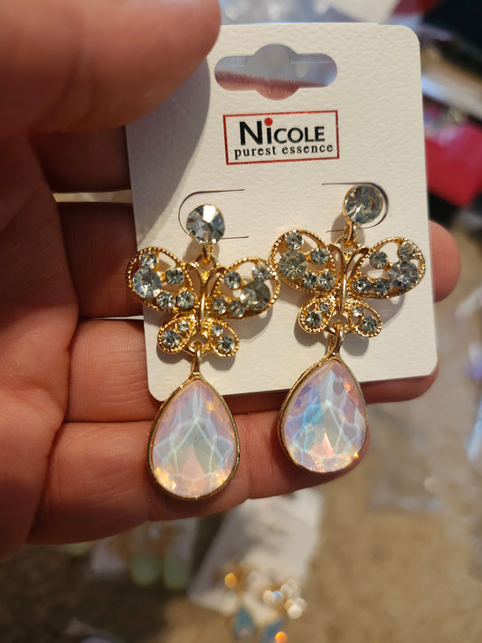 White butterfly earrings