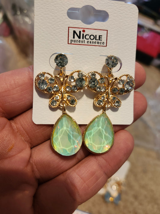 Butterfly green earrings