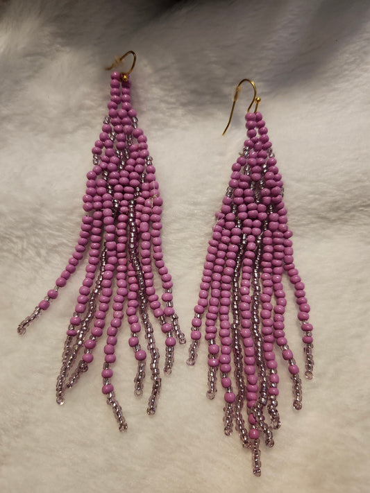 Purple bead earrings