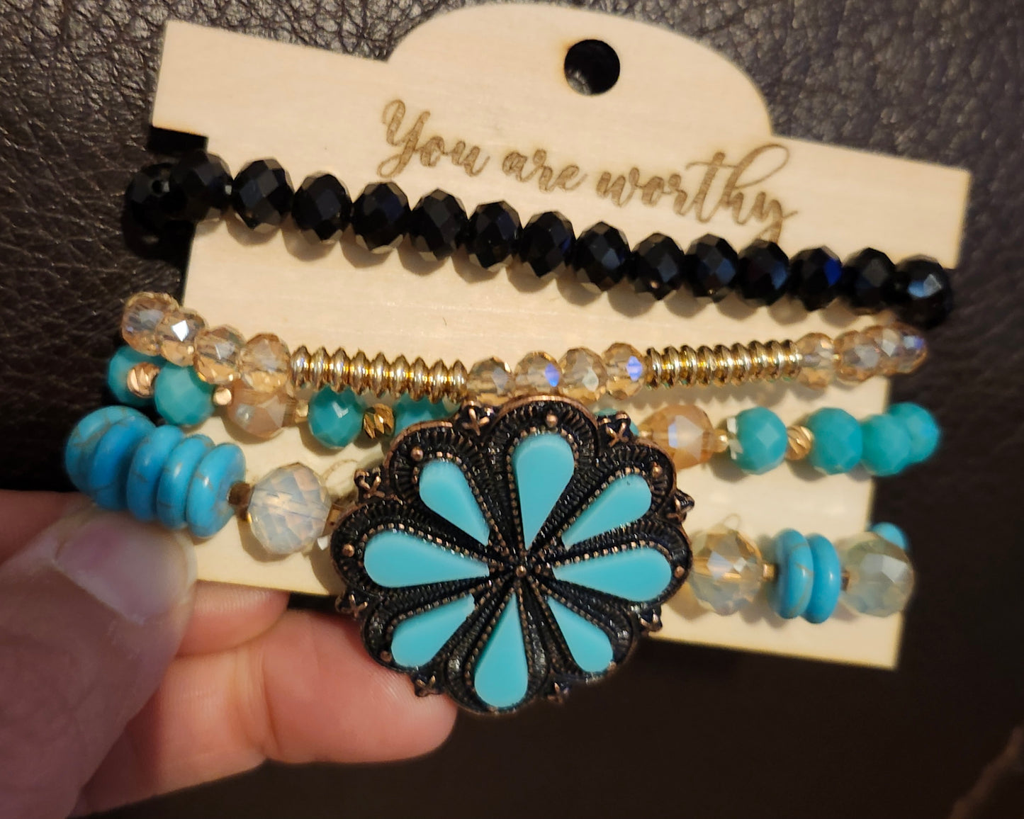 You are worthy bracelet turquoise spin