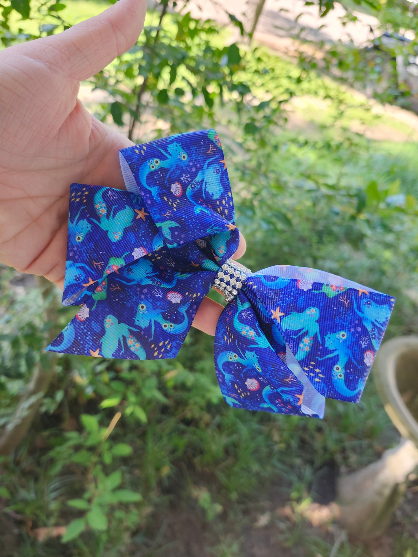 Dark blue mermaid bow