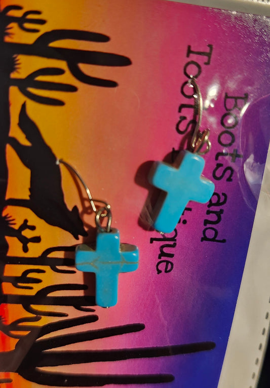 Turquoise cross earrings