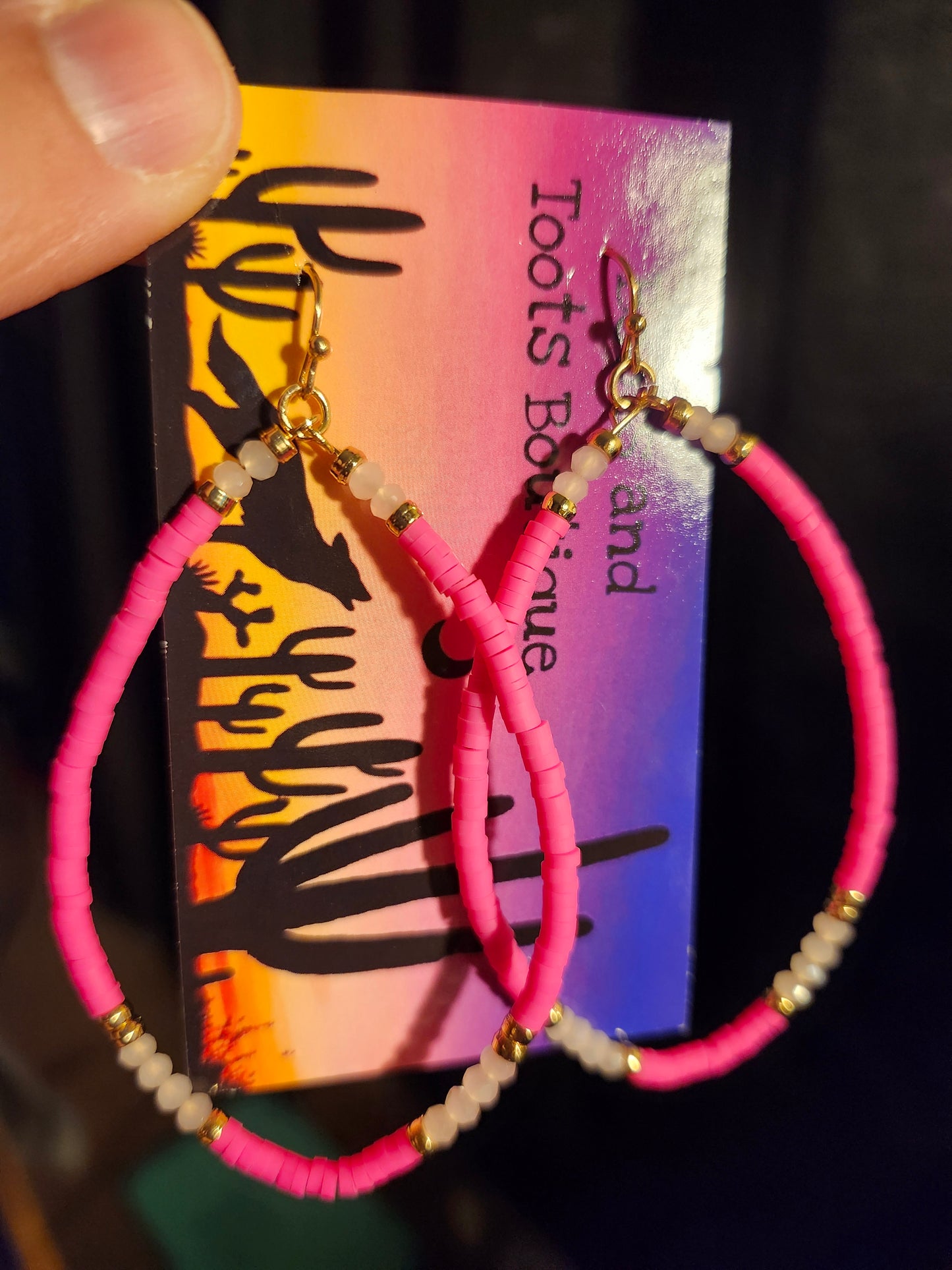 Hot pink bead earrings