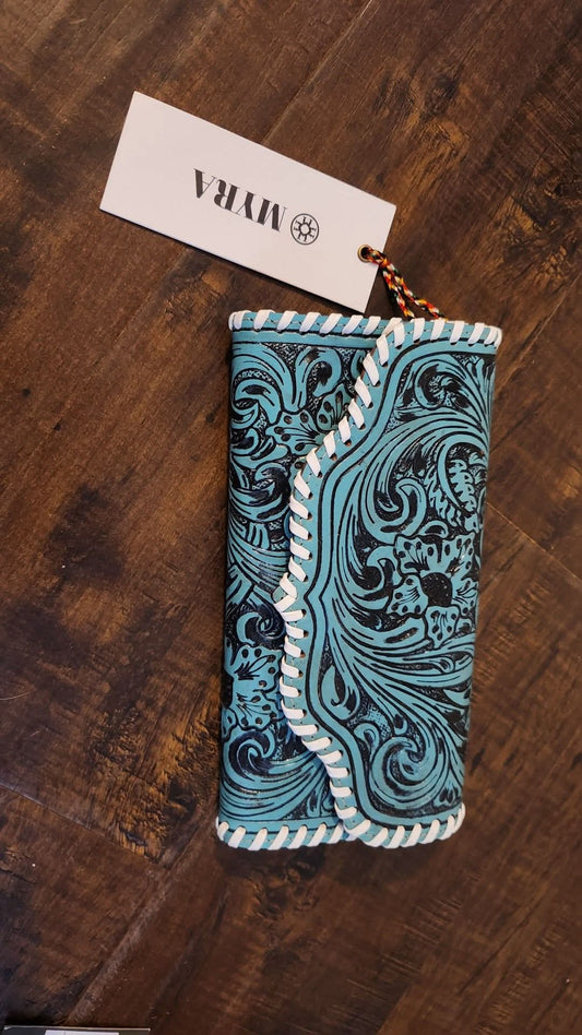 Blue leather myra wallet