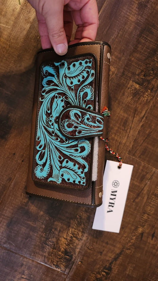 Leather turquoise myra wallet