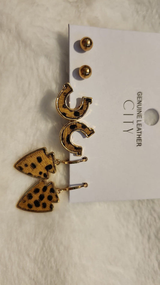 Haor on hide cheetah earrings