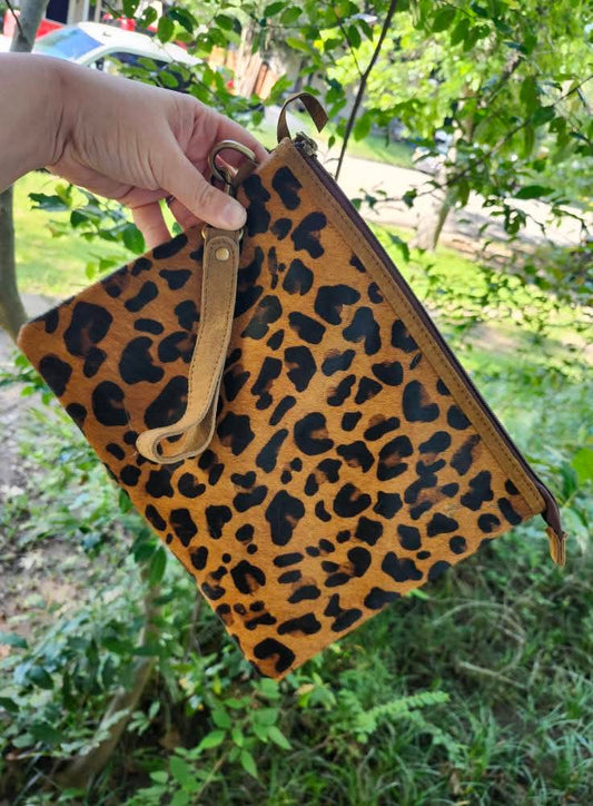 Hair on hide cheetah bag
