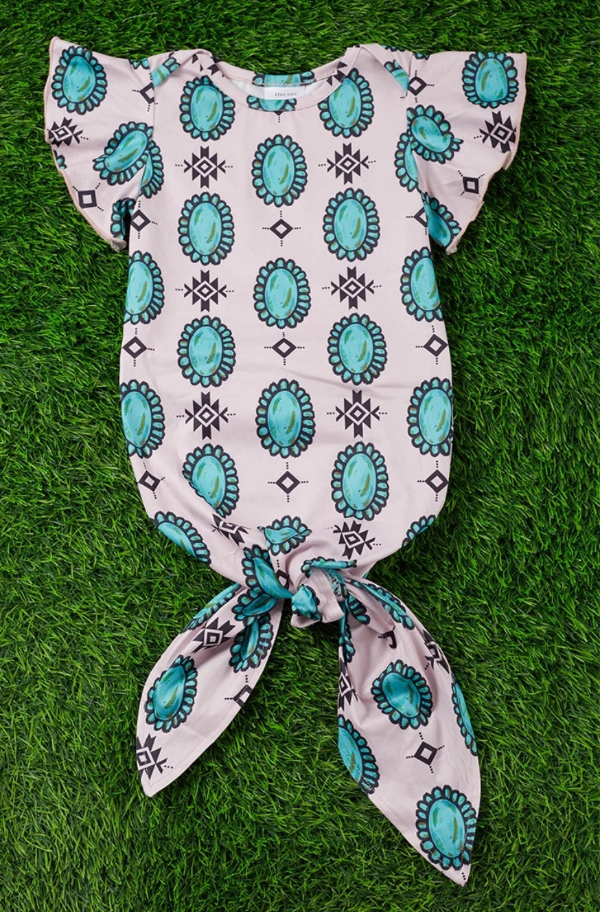 Turquoise squash baby gown