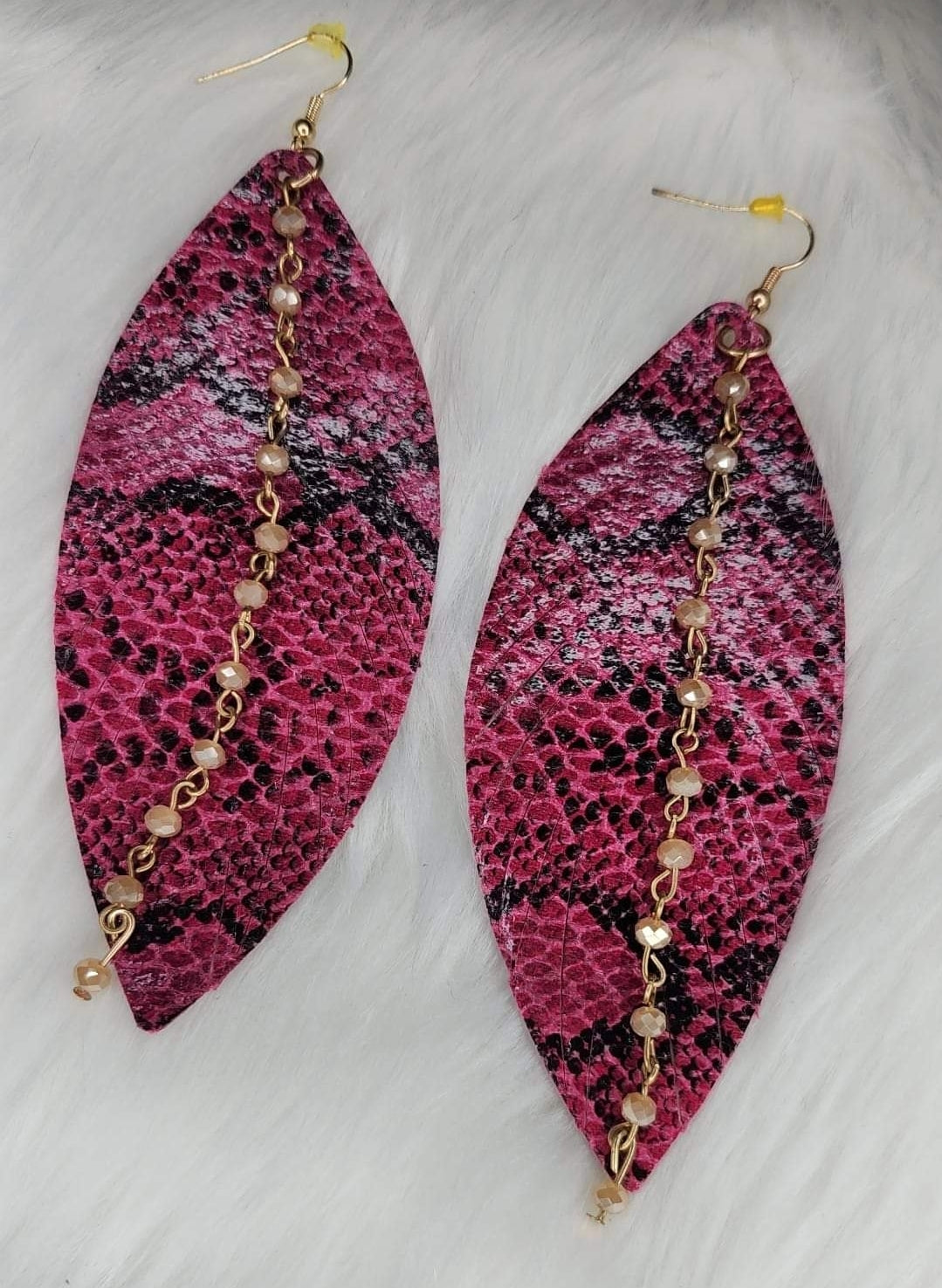 Dark pink bead earrings