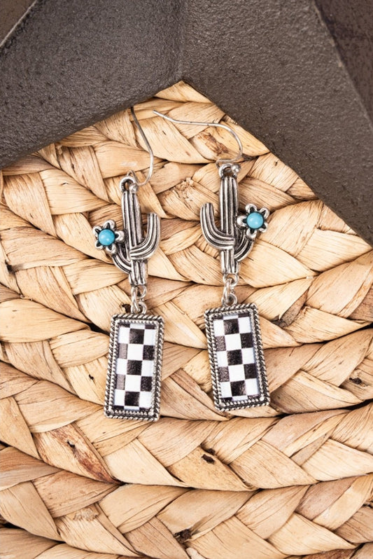 Cactus checkered earrings