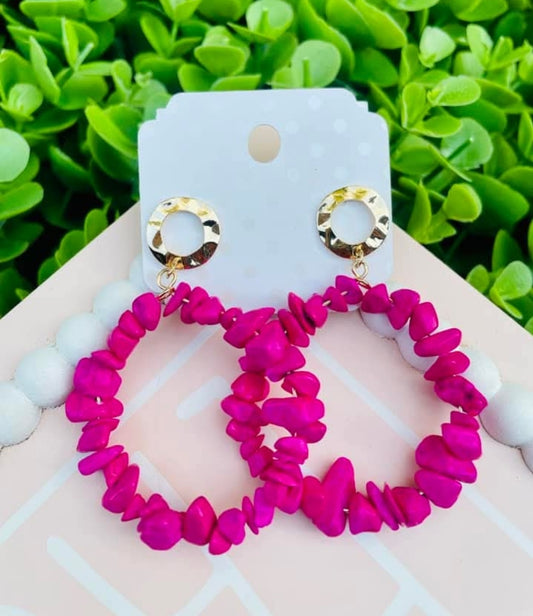 Pink rock earrings
