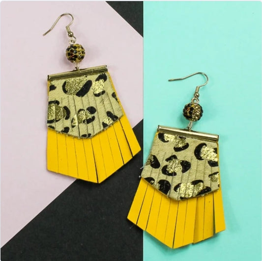 Mustard cheetah earrings