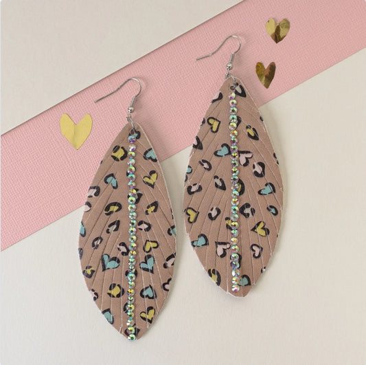 Brown heart earrings