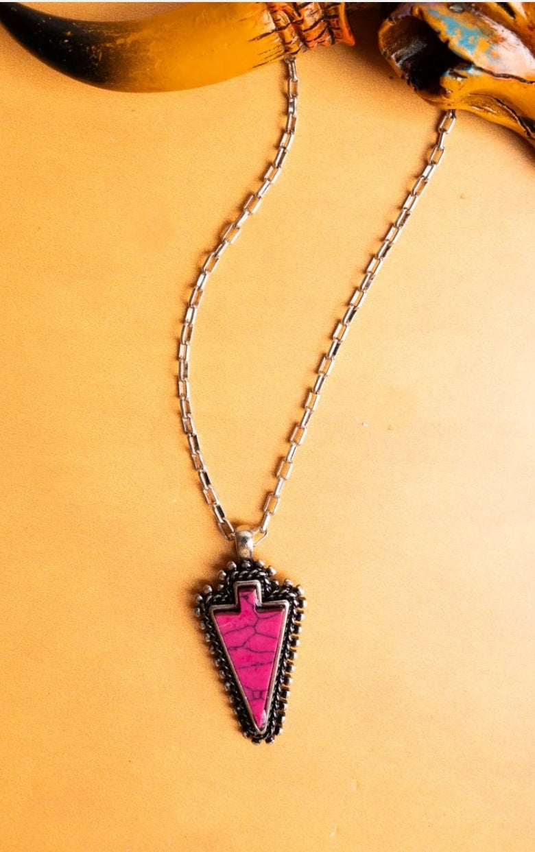 Pink triangle necklace