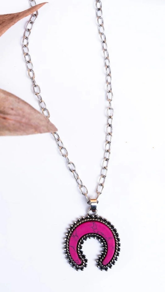 Pink half circle necklace