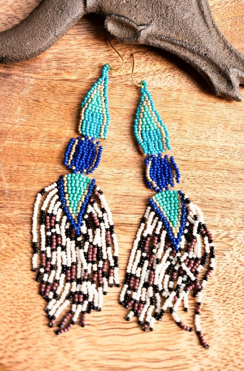 Ocean seed bead earrings