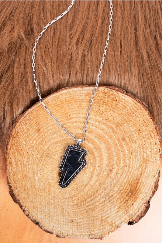 Black lighting bolt necklace